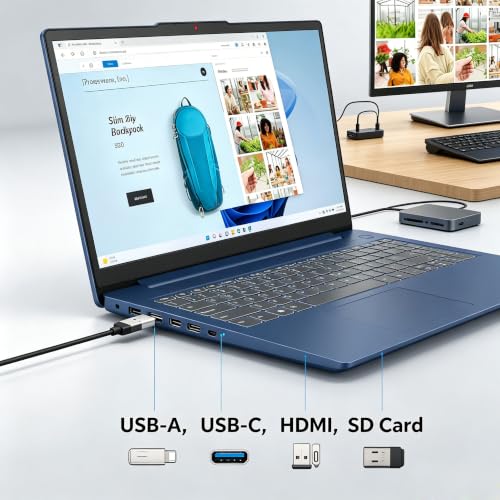 Image of Lenovo IdeaPad Slim 3i Laptop Computer, 15.6 inch FHD Display, 8GB DDR5 RAM, 128GB SSD, Intel N150 CPU, Long Battery Life, Numeric Keypad, Windows 11 with Microsoft 365, Portable for Work & Study