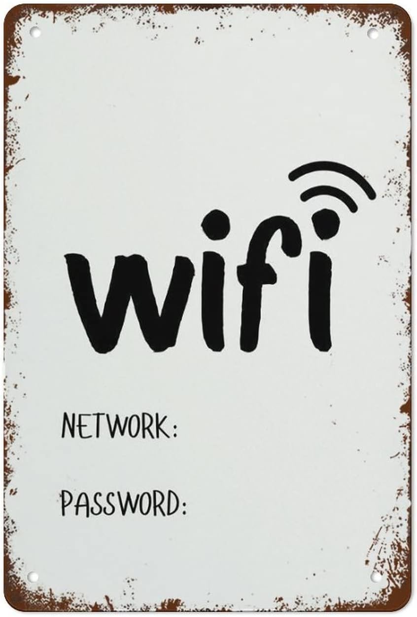 Hlbsdm Password Sign S Welcome Guest Wifi Metal Tin Sign Your Words Matter Network On Guests Suitable For Home And Kitchen Bar Cafe Garage Wall Decor 8X12 Inches