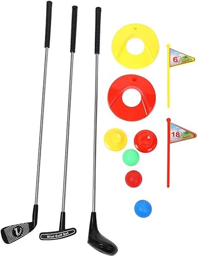 GOTOTOP Portable Kids Golf Toy Set, Plastic Golf Club, 10 Pieces Mini Kit for Preschool, Outdoor Play, Colorful