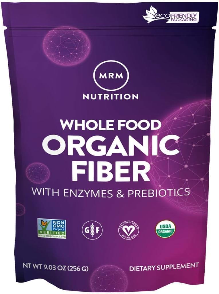 Nutrition Whole Food Organic Fiber | with Enzymes + Prebiotics | Insoluble + Soluble fibers | Digestive Health + Regularity | 6g Fiber per Serving | 32 Servings