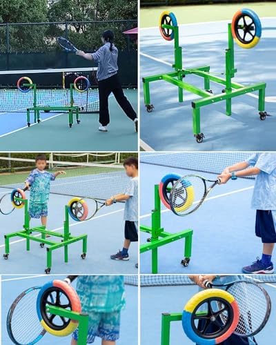 Tennis Training Equipment,with Wheels, Adjustable for Topspin/Backhand Swing Practice,for Self Tennis-Pracitce Beginner