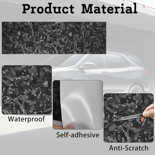Image of QianBao Compatible with Black Forged Carbon Fiber Vinyl Wrap 11.8 inch x 4 inch Chevy Bowtie Emblem Wrap Kit with Spatula and Cutter 6 Pcs Universal Logo Overlay