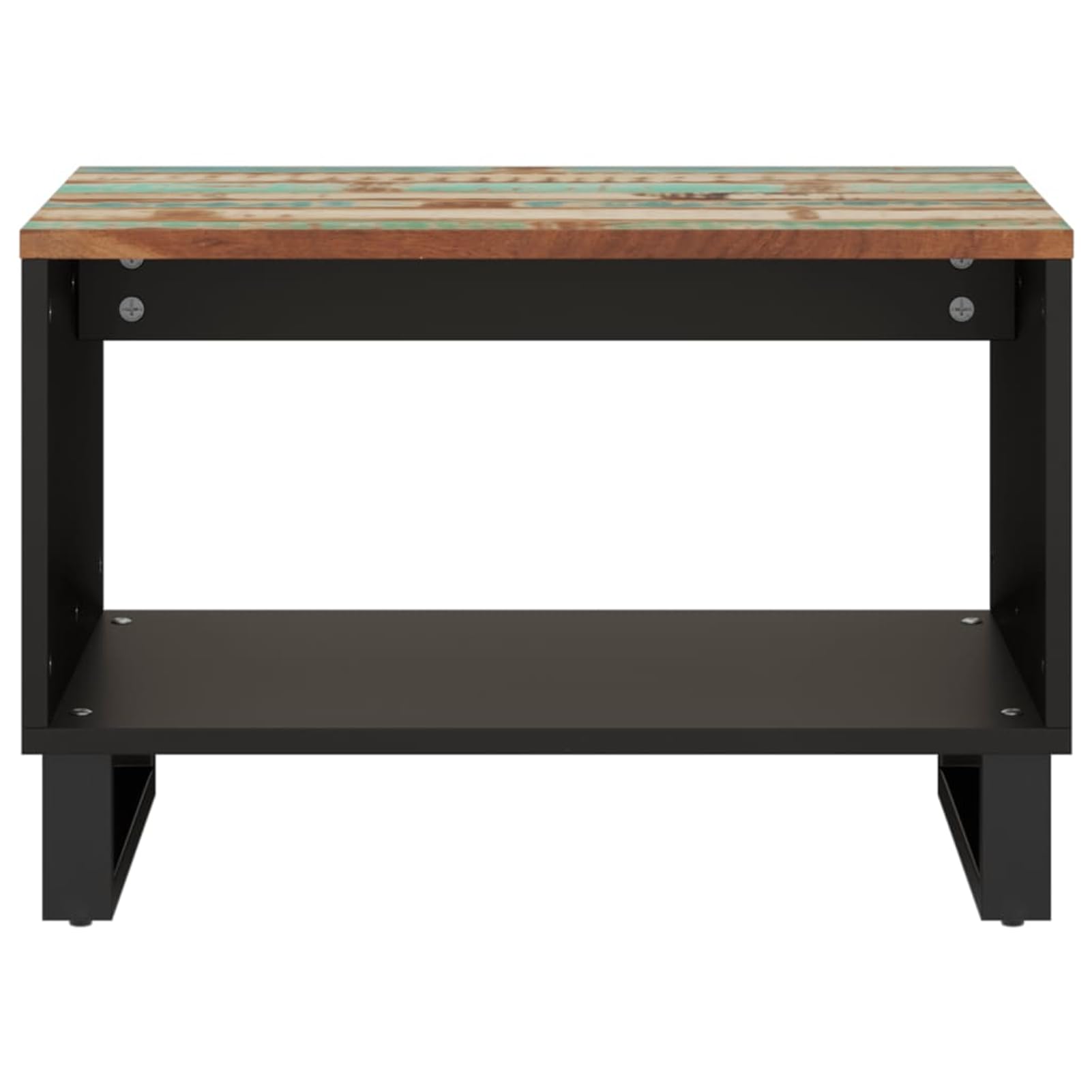 Table basse bois massif recyclé table de salon industrielle avec rangement