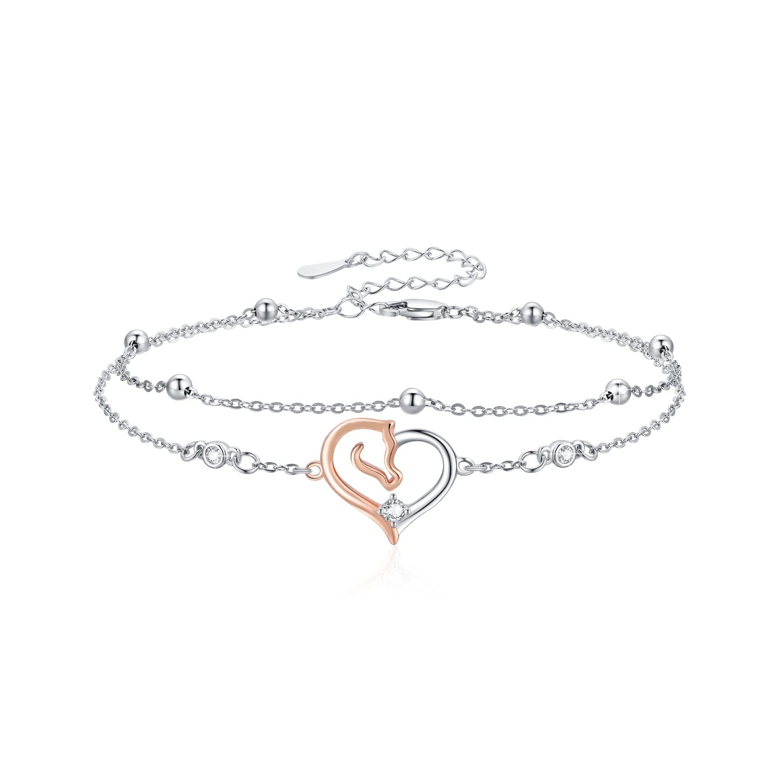 Tier Armbänder 925 Sterling Silber Eule/Fuchs/Hochland Kuh/Pferd Verstellbar Armband Schmuck Geschenk für Mädchen