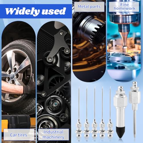 Hogurin 7pcs Grease Needle Nozzle Kit, Grease Gu-n Needle Accessory Set Vehicle Greas-e Needl-e Fitting Dispenser with Injection Tool Narrow Tight Spaces Needl-e Point Tip Fitting Tool(Color:Silver)