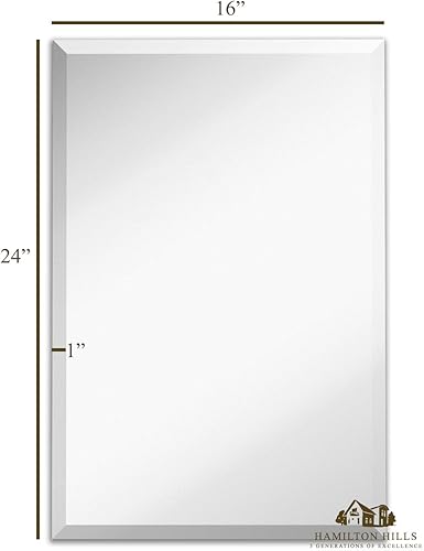 Miniatura 2 de Hamilton Hills Espejo rectangular sin marco de 22 x 30 pulgadas  Espejo grande de vidrio pulido ultrafino y ligero  Espejo de baño biselado para
