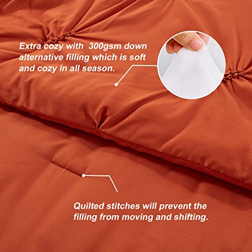 Anluoer King Comforter Set -Pintuck Down Alternative Comforter With 2 Pillow Shams, Soft King Size Bedding Comforter Sets Lightweight All Season (Burnt Orange,102X90 Inches, 3 Pieces) #TOP6