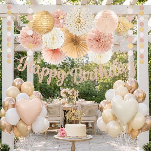 Globos de fiesta beige y marrón para adornos de cumpleaños femeninos 5
