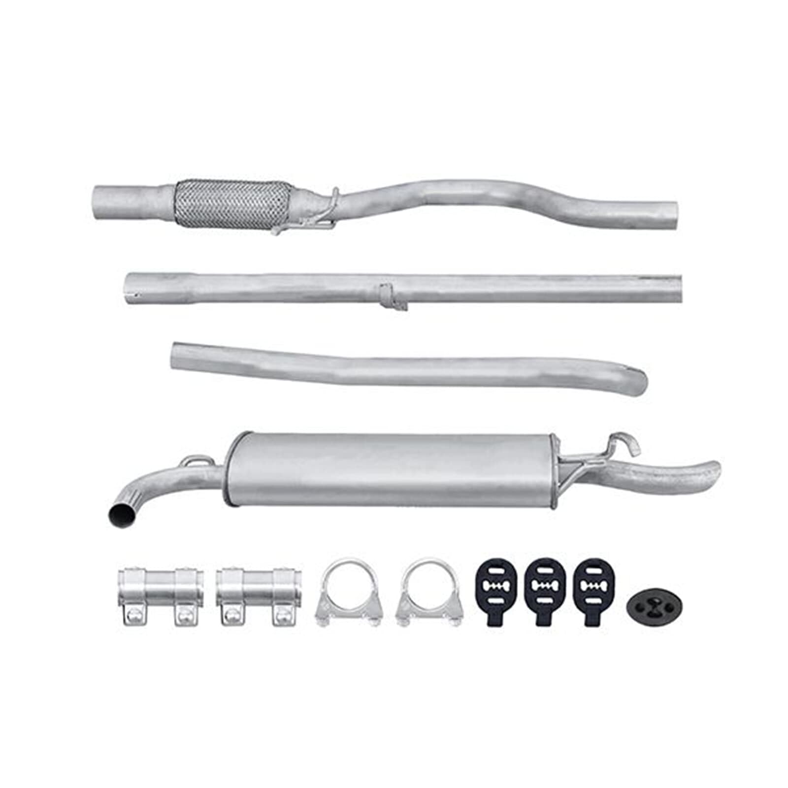 HELLA 8LD 366 029-331 Tłumik końcowy - Easy2Fit® Kit - z tyłu - trzyczęściowy - Komplet z elementami do montażu