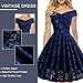 Women's Vintage Off Shoulder Hi-Lo Floral Lace Wedding Cocktail Formal Swing Dress Medium Blue(off Shoulder)