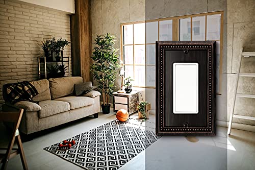 Image of Henne Bery Sunken Pearls Heavy Duty Decorative Wall Plate Switch Plate Outlet Cover (Single Decorator, 2 Pack, Aged Bronze)