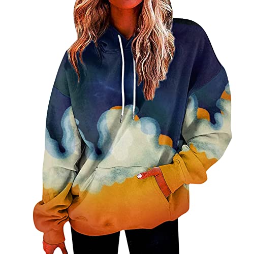 Sweat à capuche femme ample avec cordon de serrage et imprimé graphique preppy pour l'automne