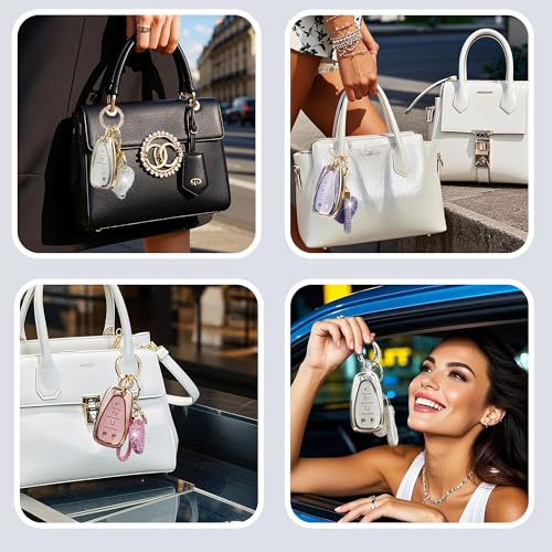 YIKECASE Key Fob Cover with Diamond Keychain Car Key Holder Compatible with BMW X1 X3 X4 X5 X6 1 2 4 5 6 7 M3 M5 M6 GT3 GT5 G30 F10 F15 F16 F20 Protector for Women, 3 Buttons (Silver-Heart) by YIKECASE - Image 5