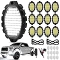 12 Pods Metal 1116 LEDs Pure White Rock Lights with Switch Wiring Harness,Super Bright Underglow Light Waterproof Aluminum Led Lights for Trucks Jeep OffRoad ATV UTV SUV,Plug and Play, Easy to Install