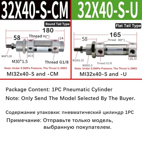 Piston de vérin pneumatique MI32x40-S avec queue plate compacte - 3