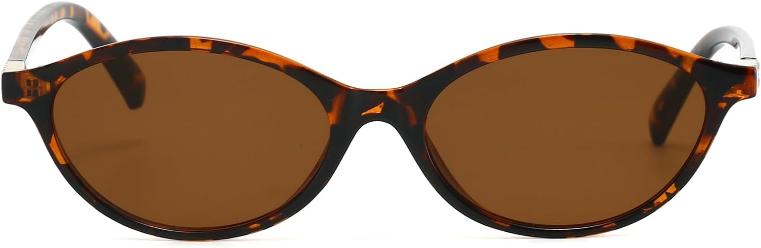 LJCZKA Retro Oval Sunglasses for Women Men 90s Small Oval Sun Glasses Trendy Vintage Y2K Cat Eye Shades UV400 Protection - Image 3