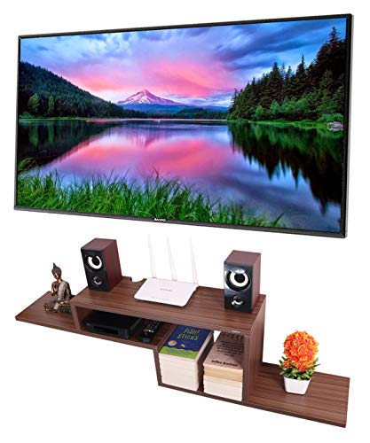 Image of Captiver Engineered Wood Wall Mounted Entertainment Tv Unit 52 Inch (Matte, Walnut)