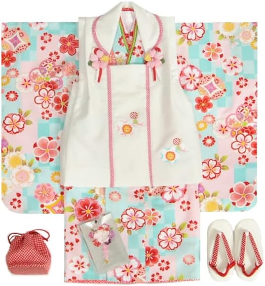 七五三 着物 3歳 女の子 被布セット マユミブランド 濃淡水色ピンク