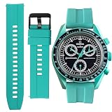 Ocdin Watch Band for Omega X Swatch Moonswatch Watch Strap Speedmaster 20MM Quick Release Rubber Watch Strap Replacement (Polar Light, 20 MM)