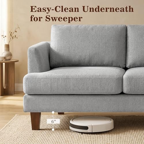 Image of Gericco Mid Century Modern 89 inch 3-Seater Couch for Living Room, Light Grey