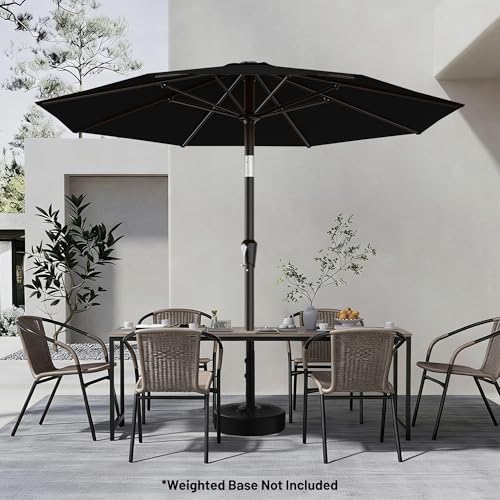 Image of AreShark 9 FT Patio Umbrella for Outdoor, Outdoor Table Umbrella with Push Button Tilt and Crank, Outdoor Patio Umbrellas with 8 Sturdy Ribs for Market, Garden, Pool (Black)