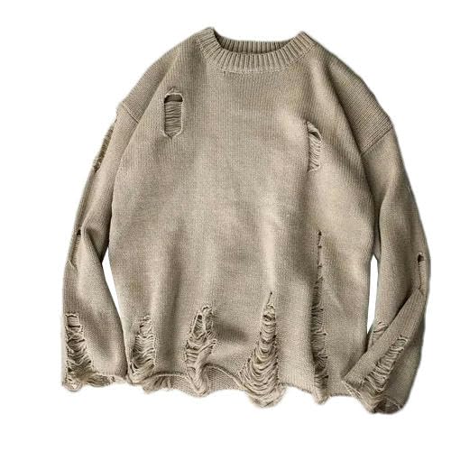 Pull tricoté rétro à col rond pour homme style American streetwear