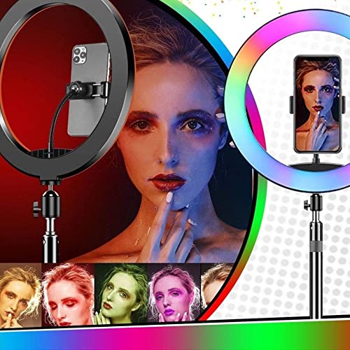 Ring Light Colorido 10 Polegadas com Tripe 2,10mt RGB - Kit Selfie YouTuber TikTok Instagram