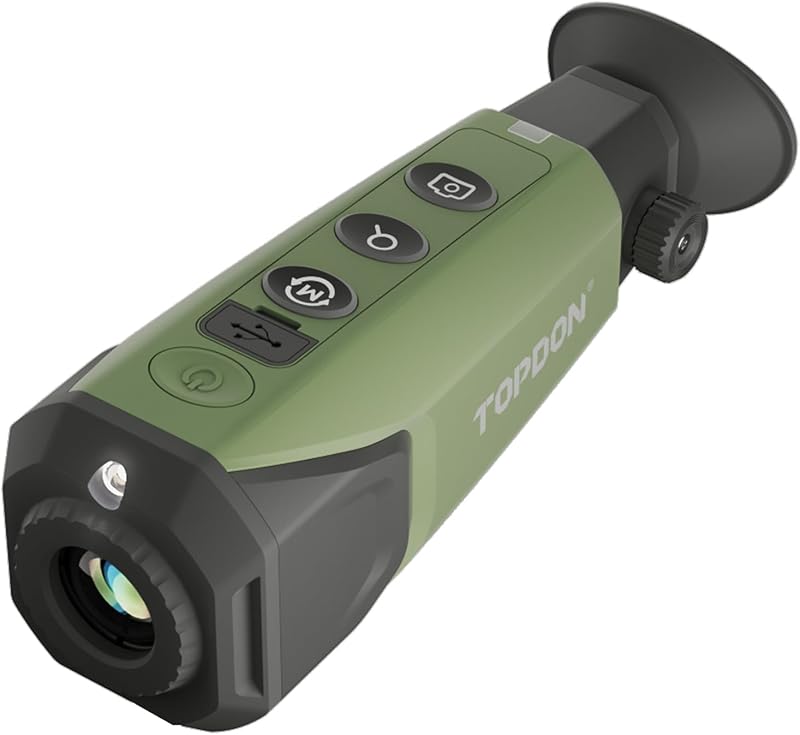 TOPDON TS004 Monocular de imagen térmica, visión nocturna de 13 mm 50 Hz | Resolución IR 320 x 240 TISR 256 x 192, conexión inalámbrica compatible, duración de la batería 11 h, monocular IP67 para caza, verde