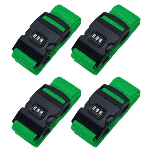 Image of PATIKIL Luggage Straps, 4 Pack Suitcase Straps Adjustable Luggage Belts Strap with Combination Lock for Luggage Suitcases Travel, Grass Green