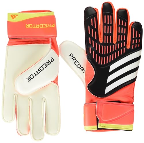 adidas Unisex-Adult Match Predator Goalie Gloves, Black/Solar Red/Solar Yellow, 9