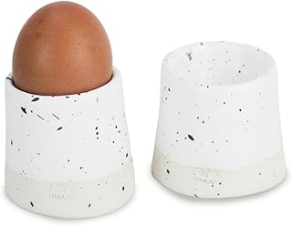 roro Ceramic Stoneware Modern Style Minimalist White Egg Topper Cup, 2.5 Inch x 2