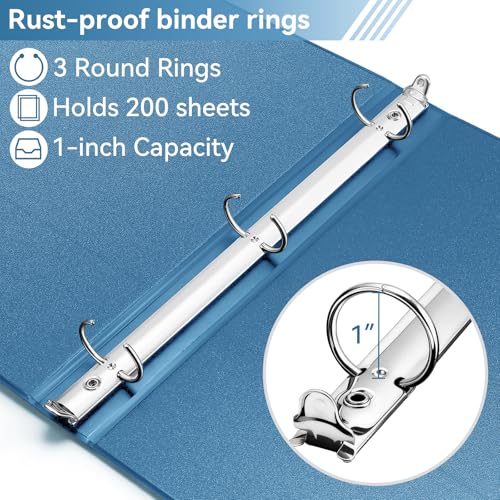 Image of SUIN 1 Inch 3 Ring Binder, Clear 1'' View Presentation Binders with 2 Pockets, Fits 8.5 x 11 Letter Size, Durable Polypropylene, Non-Stick & PVC-Free for School, Office & Home (Aqua Blue)
