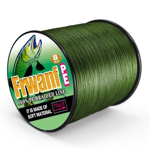 FRWANF 8 Strand Braided Fishing Line - Colorfast - Zero Stretch - High Strength - Abrasion Resistant Braided Line - Thousands of Choices in 9 Colors - Professional Performance in Salt or Fresh Water