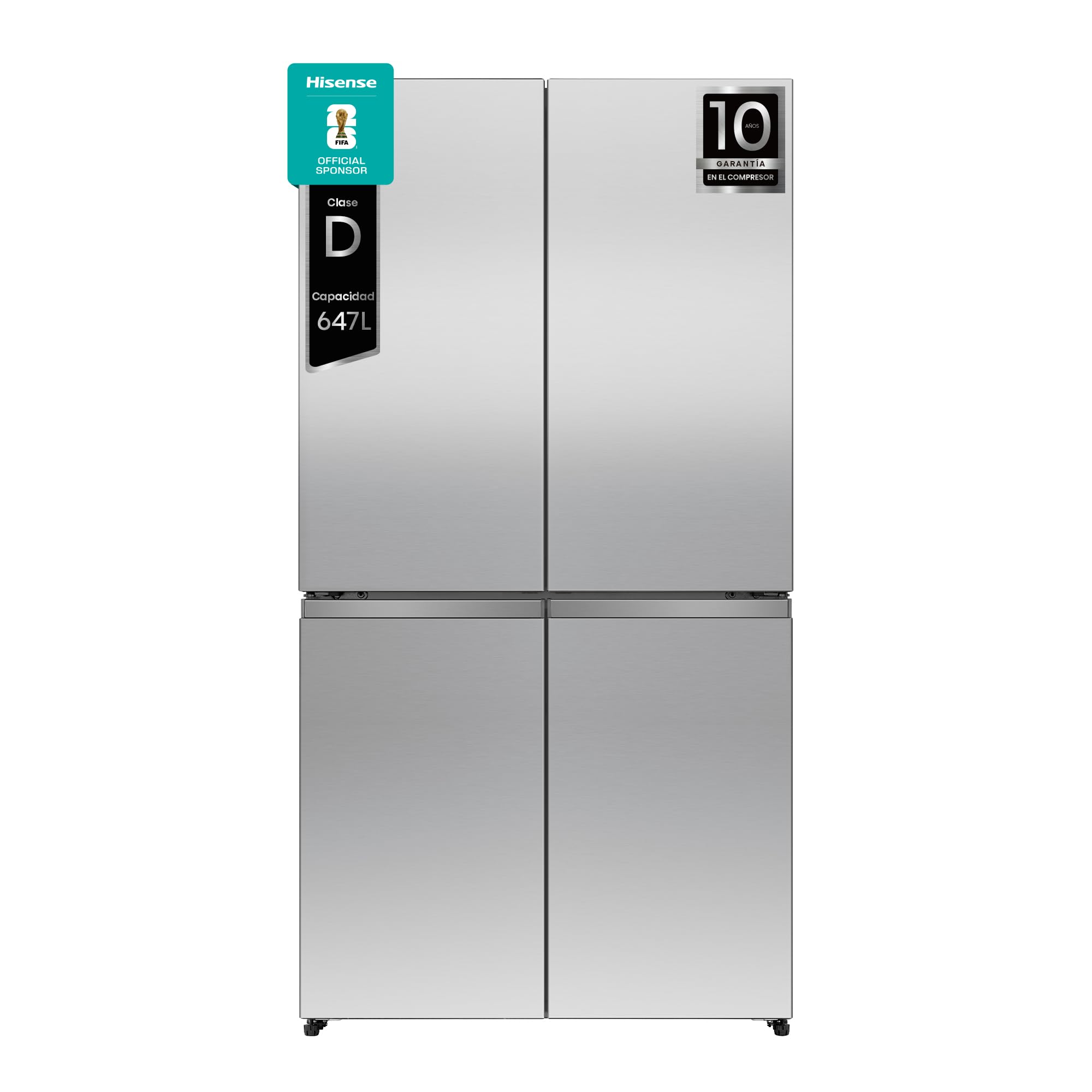 Hisense RQ5P640SSSD - Frigorífico Americano 4 Puertas Total No Frost, 647L, 179cm, My Fresh Choice, Metal Cooling, Multi Airflow, Dual-​Tech Cooling, Triple Zone, Cajón con Guías Metálicas, Inox