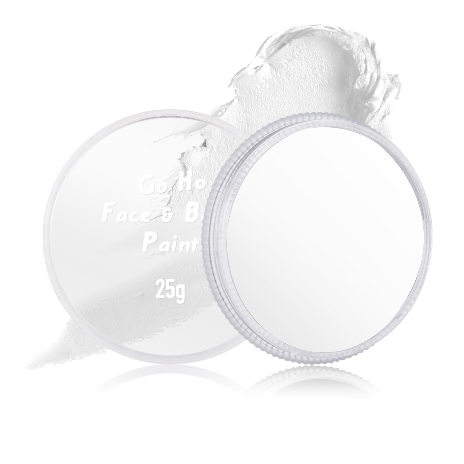 Go Ho White Pressed Face Paint Washable,Creamy to Powder Professional White Face Body Paint for Halloween Cosplay SFX Skull Clown Makeup,Festival Stage,Film,Mime,25g