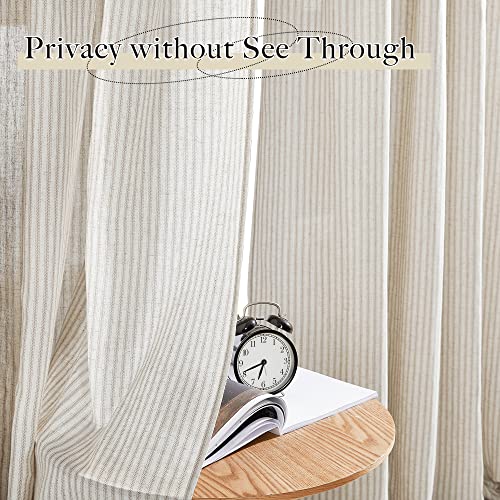 Nicetown Boho Linen Taupe Curtains, Country Style Home Decor Light Filtering Striped Drapes Set For Boys' Bedroom/French Window, 2 Panels, 52" W X 84" L #TOP4