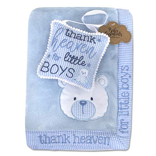 Image of Baby Essentials 30x40 Fleece Baby Blanket with Satin Trim for Boys, Girls Baby Blanket with Door Decor (Bear with Sign)
