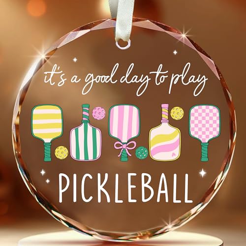 Bozspacer Pickleball Glass Ornament 2026, Funny Paddle Holiday Decor for Players, Cute Sports Keepsake Hanging Decoration, Fun Idea for Women Men Friends Team Coaches