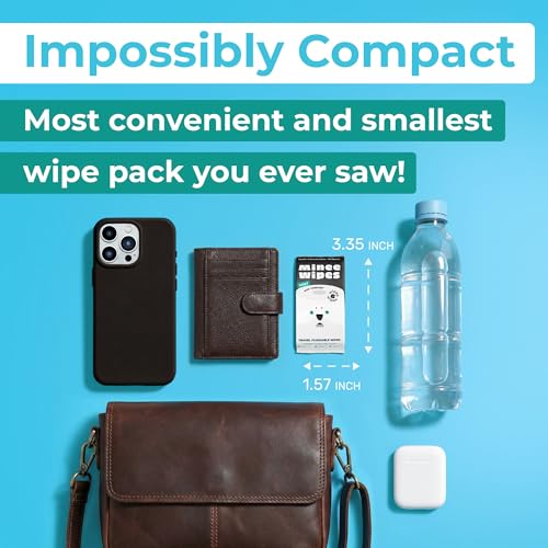 Image of Impossibly Compact Travel Flushable Wipes - 99.5% Water and Aloe - Safe for Sensitive Skin - Travel Essentials for Adults & Kids, Mint, 8 Pack 48 Wipes