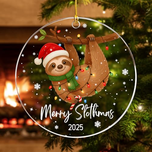 Sloth Christmas Ornaments 2025 - Sloth Ornament -...