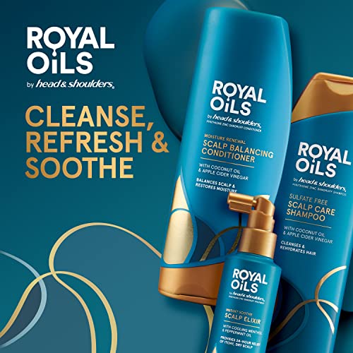 Head & Shoulders Royal Oils Sulfate Free Scalp Care Shampoo, Moisture Renewal Scalp Balancing Conditioner, And Instant Soothe Scalp Elixir Treatment With Coconut Oil And Apple Cider Vinegar #TOP6