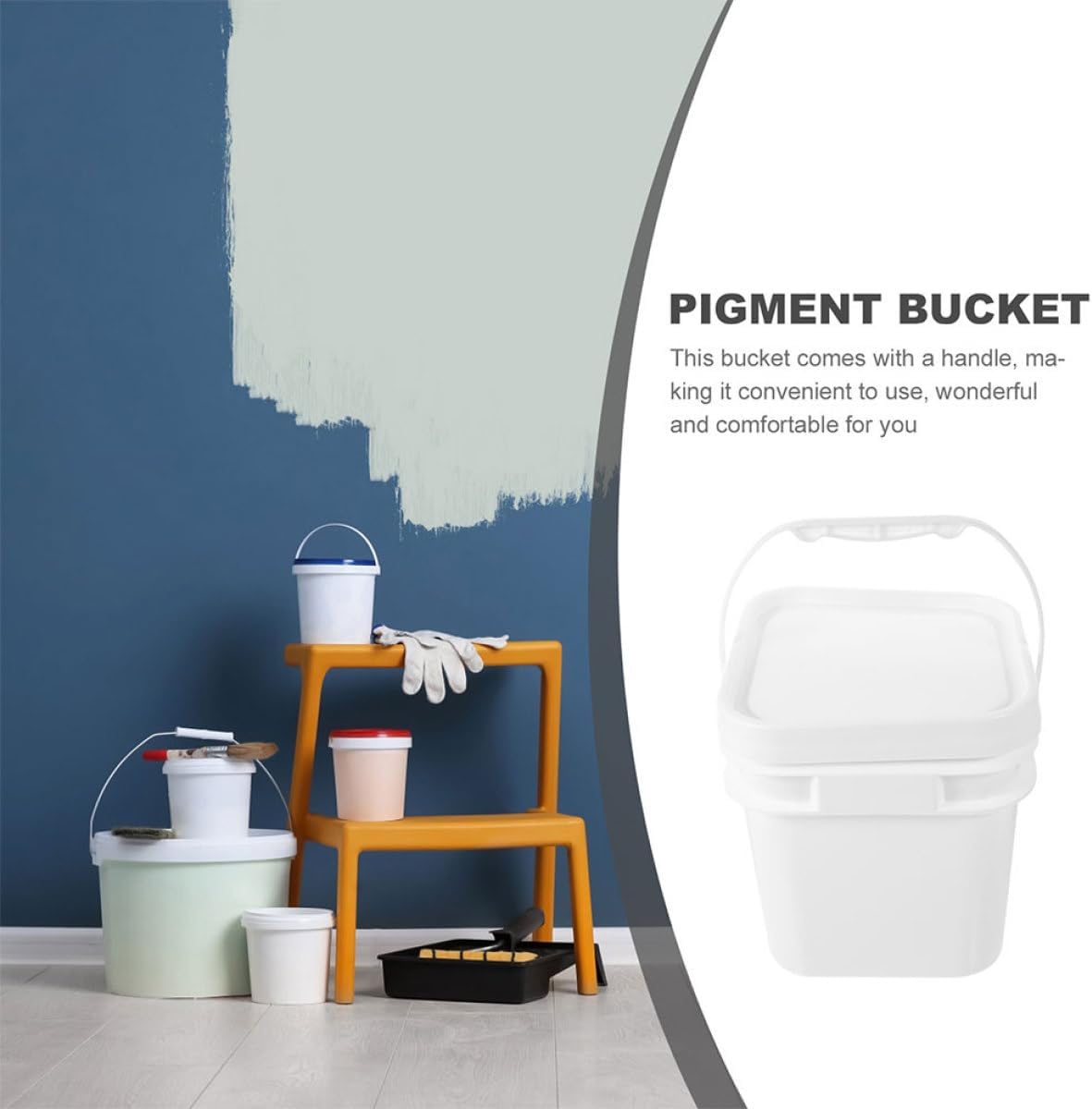 ABOOFAN 2pcs 5-Liter White Abs Paint Buckets with Lids and Handles, Plastic Paint Storage Containers for Painting and Chemical Use, Wide Mouth Square Pails for Home Improvement