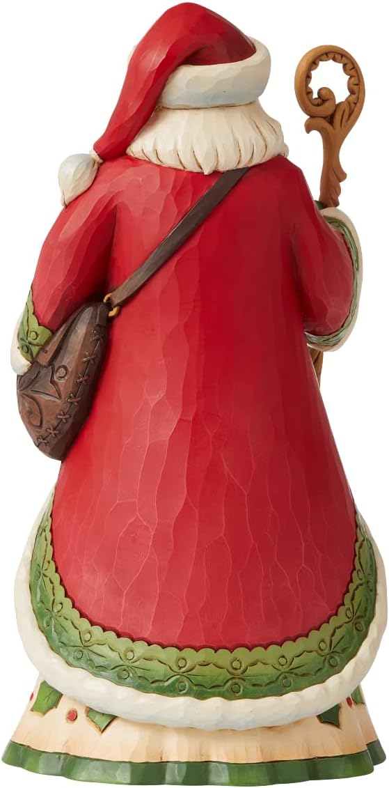 Enesco Jim Shore Santa with Poinsettias Holding Staff Figurine