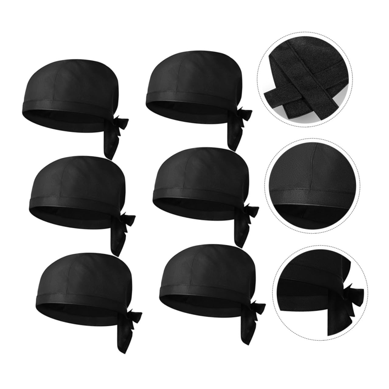 ORFOFE 8 Gorros de Chef Unisex Negros de Algodón para Cocina y Barbacoa, Diseño Japonés Cómodo Que Aporta Profesionalismo y Estilo Simple