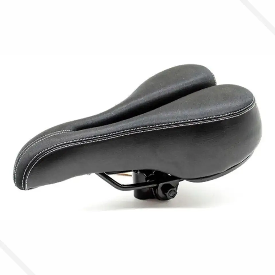 Banco Selim MTB Vazado Confortável Preto Anti-Prostático Couro ECO - GTS-TEC