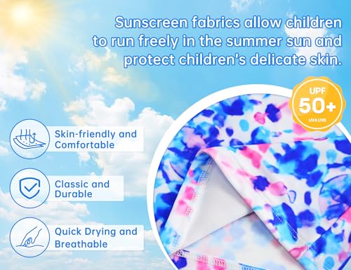 Image of Girls Tankini Swimsuit UPF50+ Ruffle 2 Piece Bathing Suit Full Coverage Kids Swimwear Ages 2-14 Years