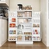 Shintenchi 47 Pantry Cabinet Kitchen Storage Cabinet with Adjustable Shelves Racks and Doors Freestanding Kitchen Hutch Cupboard Buffet Sideboard for Living Room White