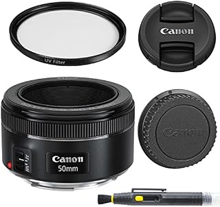 Canon EF 50mm f/1.8 STM: Lens with Glass UV Filter, Front and Rear