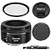 Canon EF 50mm f/1.8 STM: Lens with Glass UV Filter, Front and Rear Lens Caps, and Deluxe Cleaning Pen, Lens Accessory Bundle 50 mm f1.8 - International Version