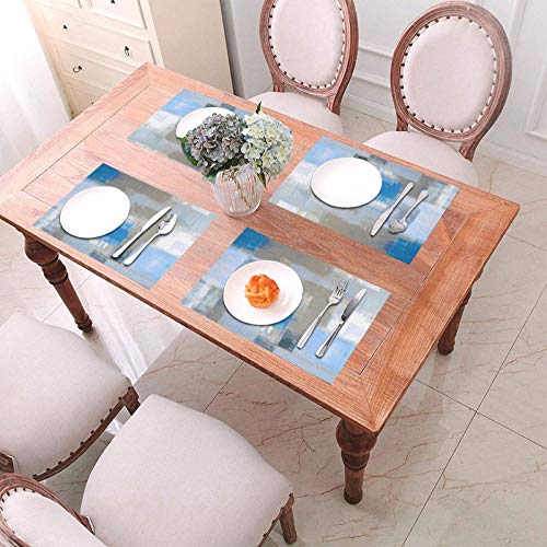 Placemats Heat-Resistant Washable Plastic Placemat Blue And Grey Abstract Art Set Of 4 Heat Resistant Placemats For Dining Table 18 X 12 Inches Woven Vinyl Pvc Place Mats For Home Kitche #TOP5